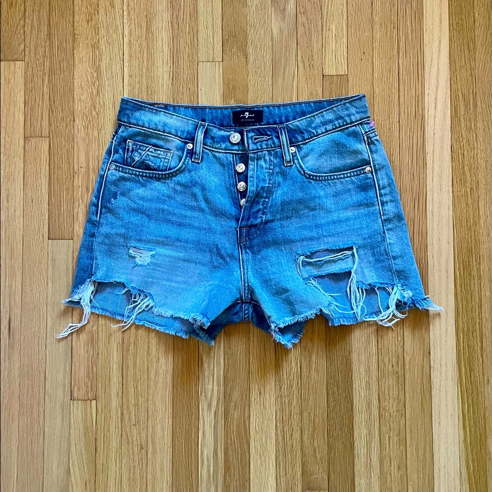 7 For All Mankind Distressed Denim Cutoff Shorts, size 26
